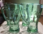 Set of 4 Vintage Libbey Green Glass Coca-Cola Coke Mug with Handle