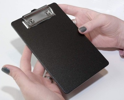 Mini Clipboards 4'' x 6'' - Great for Small Notepads - 2 Pack (Black (Deluxe Ve...