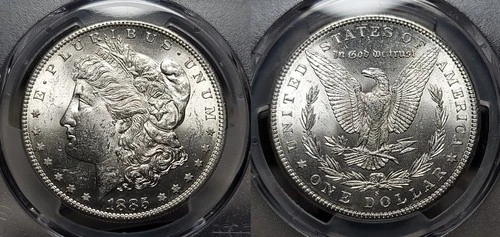 1885 S Morgan Silver Dollar $1 PCGS MS 62