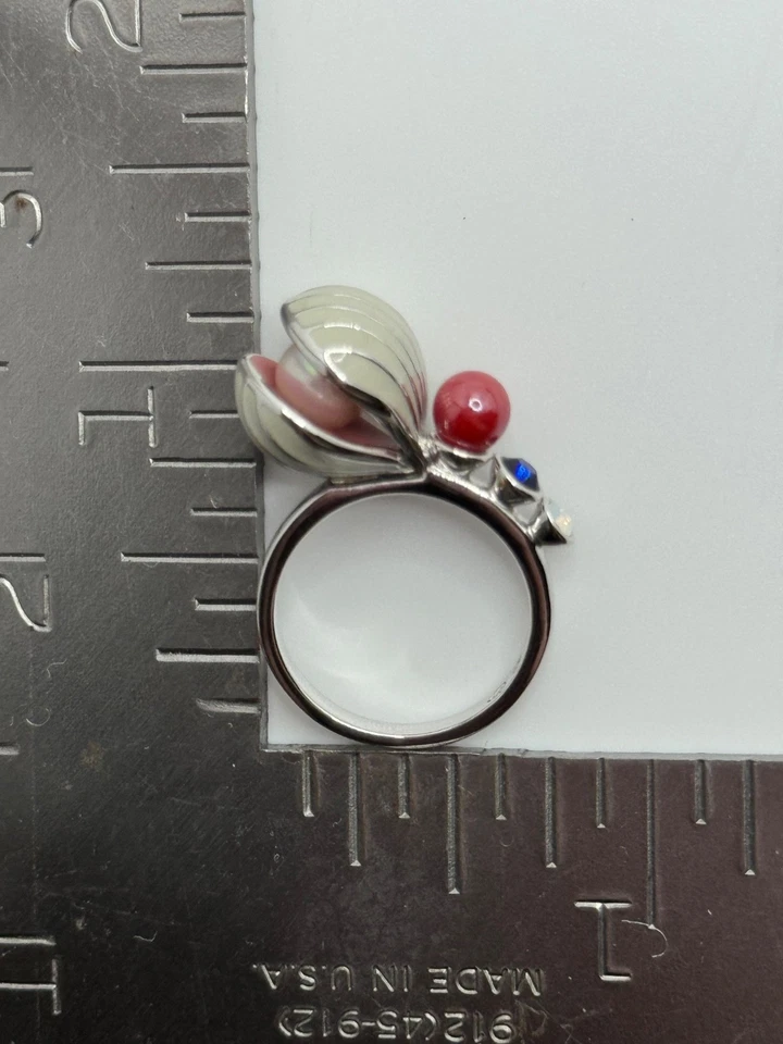Anillo de cristal esmaltado concha marina firmado Swarovski Swan talla 52 o EE. UU. 5,75 Foto 2 de 4