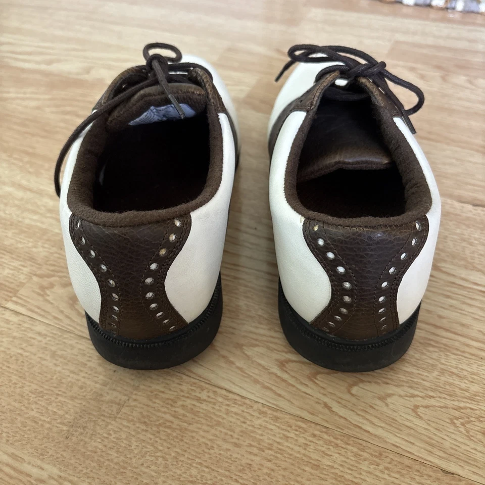 Dunlop Golf Saddle Oxford Brown White Leather Round Toe Lace Up Shoes Size 8 - Image 4 of 4