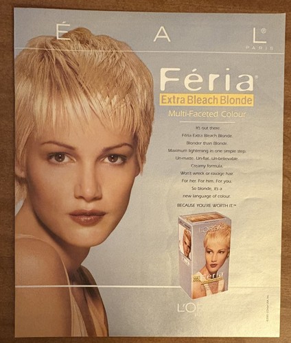 2002 L’Oréal Feria Extra Bleach Blonde Hair Color 2-Pg 00s Print Ad - Bild 3 von 4