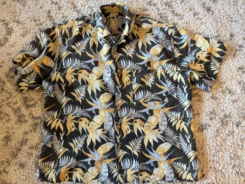Joe Martin Shirt Mens XL Hawaiian Button Up Tropical Palm Rayon Casual Beach - Picture 1 of 9