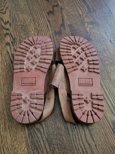VGT RARE Polo Ralph Lauren Mens Leather Brown Strappy Sandals - 10 D - See Pics - Picture 6 of 11