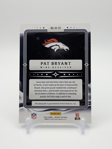 2025 Panini Origins Pat Bryant RC Hometown Inscriptions On Card AUTO /25 Broncos - Foto 5 di 5