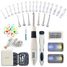 24 in 1 Light Up Crochet Hook Set,Lighted Crochet Hooks with Counter,Counting...