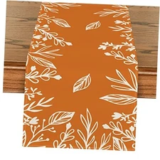  Floral Fall Table Runner, Seasonal Autumn 13" x 60", Table Runner Orange