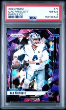 2024 PANINI PRIZM PURPLE ICE #73 DAK PRESCOTT 182/225 PSA 8