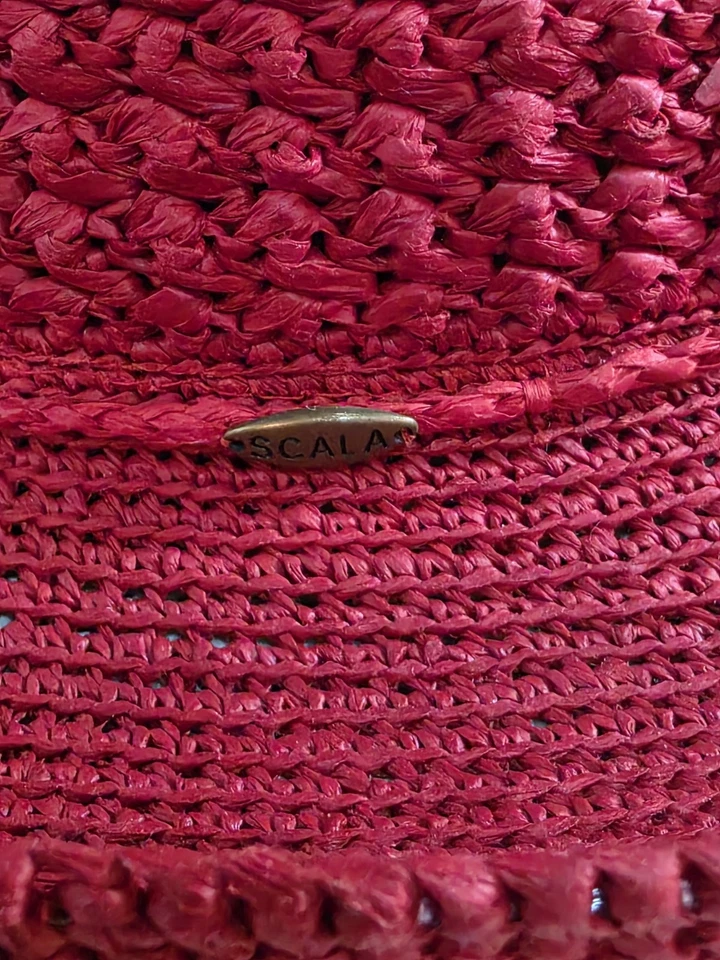 Sombrero de Paja de Papel Tejido Rojo Colección Scala Boater OS Foto 2 de 4