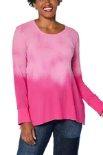 LOGO by Lori Goldstein Scoop Neck Dye Effect Waffle Top Pink Blossom