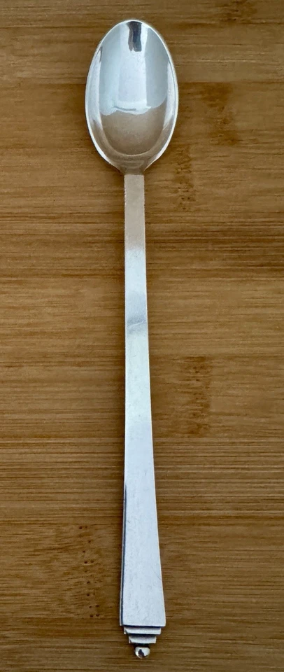 ORIGINAL GEORG JENSEN STERLING SILVER PYRAMID PARFAIT OR ICED TEA SPOON - Image 3 of 4