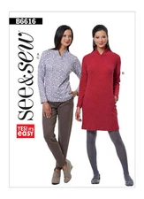 See & Sew Sewing Pattern B6616 Misses Top Dress and Pull On Pants Sizes 4-26 UC