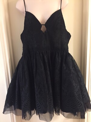 Bebe Fit & Flare Full Lace Skirt with Spaghetti Strap Dress Size 12 NWT |  eBay