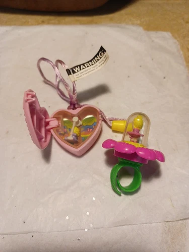 Polly Pocket Swing Locket & Flower Ring McDonald’s Happy Meal  Toys VTG Lot Of 2