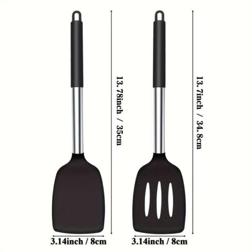 2pcs Silicone Cooking Utensils Stir Fry Spatula Non Stick Kitchen Tools Set AU - Picture 2 of 14