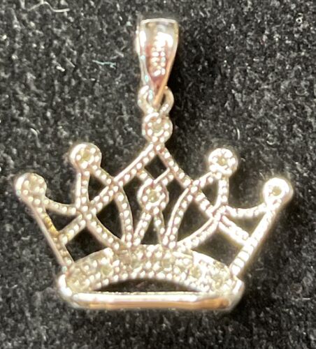 Sterling Silver & Diamond Beauty Queen Crown Pendant - Picture 2 of 3