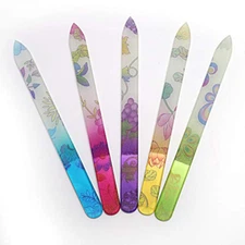 5 Pack Glass Nail File with Case, Crystal Fingernail Files, Double Sided Finger