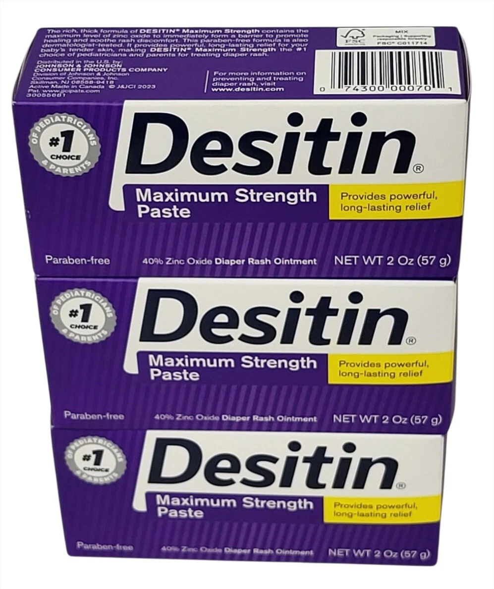 (3 Pack 2oz EACH) Desitin Max Strength Paraben Free Diaper Rash Paste EXP 12/26
Opens in a new windo