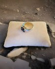 Dark Blue Sapphire: 925 Stamped; Vintage, 10x7mm Rectangle Silver Ring Size 8.8 — photo 3