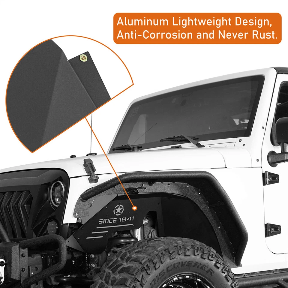 Forros interiores de aluminio para guardabarros delanteros/traseros para Jeep Wrangler JK JKU 2007-2018 Foto 2 de 4
