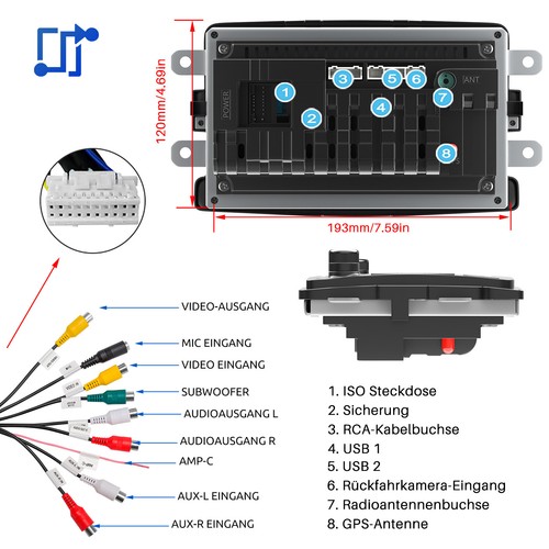 DAB+ Android 14 Carplay Autoradio GPS Navi +Kam Für Renault Dacia Duster Dokker - Bild 13 von 14