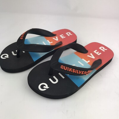 Quicksilver Sandal Kids Youth Flipflops Beach Red Black Size 10