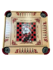 Carrom Game Board Wood Grain Pool Shuffleboard Checkers Backgammon Chess Family