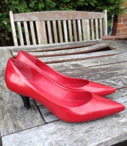 clarks red patent shoes