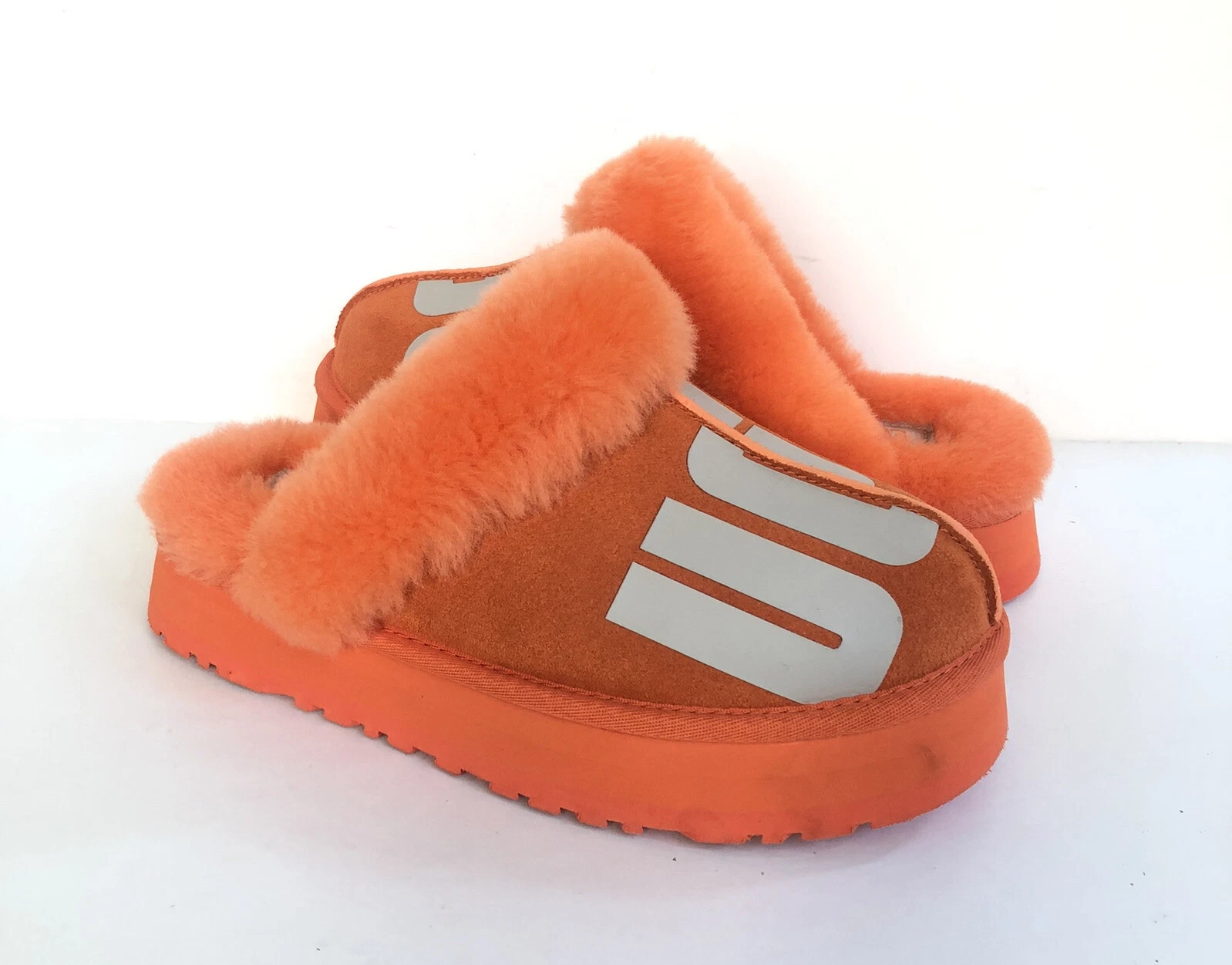 SANDALI UGG DISQUETTE CHOPD SLIDE ARANCIONE SODA SHEARLING POLSINO US 8 EU 39 UK 6