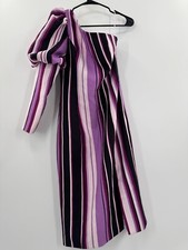 Mossman The New Sensation One-Shoulder Dress Sz 6 Multicolor Striped Split Front