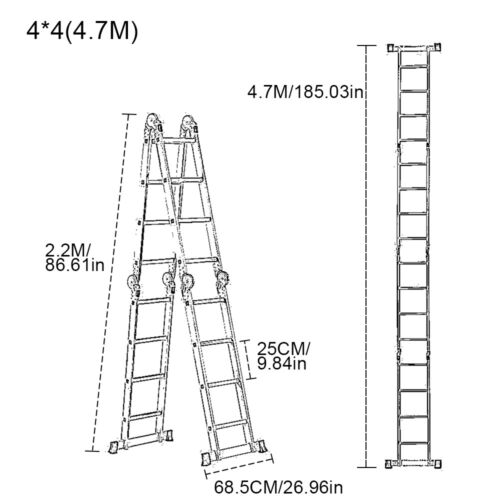 12 IN 1 Multi-Purpose Aluminium Combination Folding Ladder Foldable 4.7M Step - Picture 18 of 19