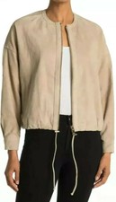 Reiss Solene Suede Bomber Jacket, Medium, Neutral, $795.00, Nwt