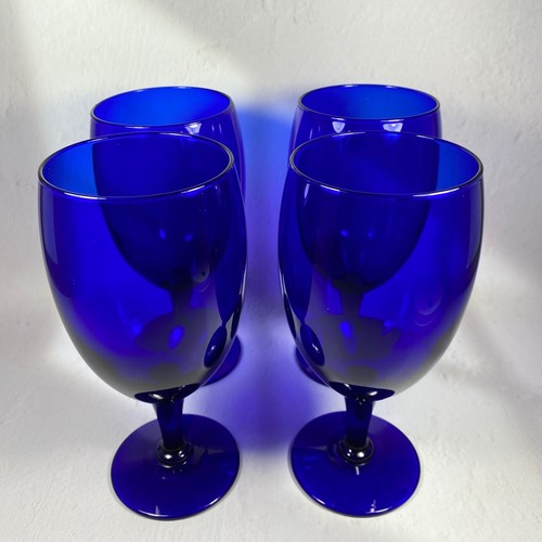 Vintage Libbey's Premiere Cobalt Wine Goblets, Set of Four (4) 16 oz - Picture 8 of 11