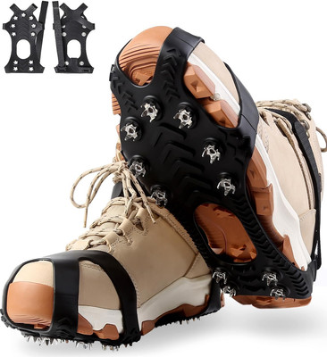 11 Spikes Crampons, Stainless Steel Anti-Slip Ice Cleats for Hiking Shoes, Boots