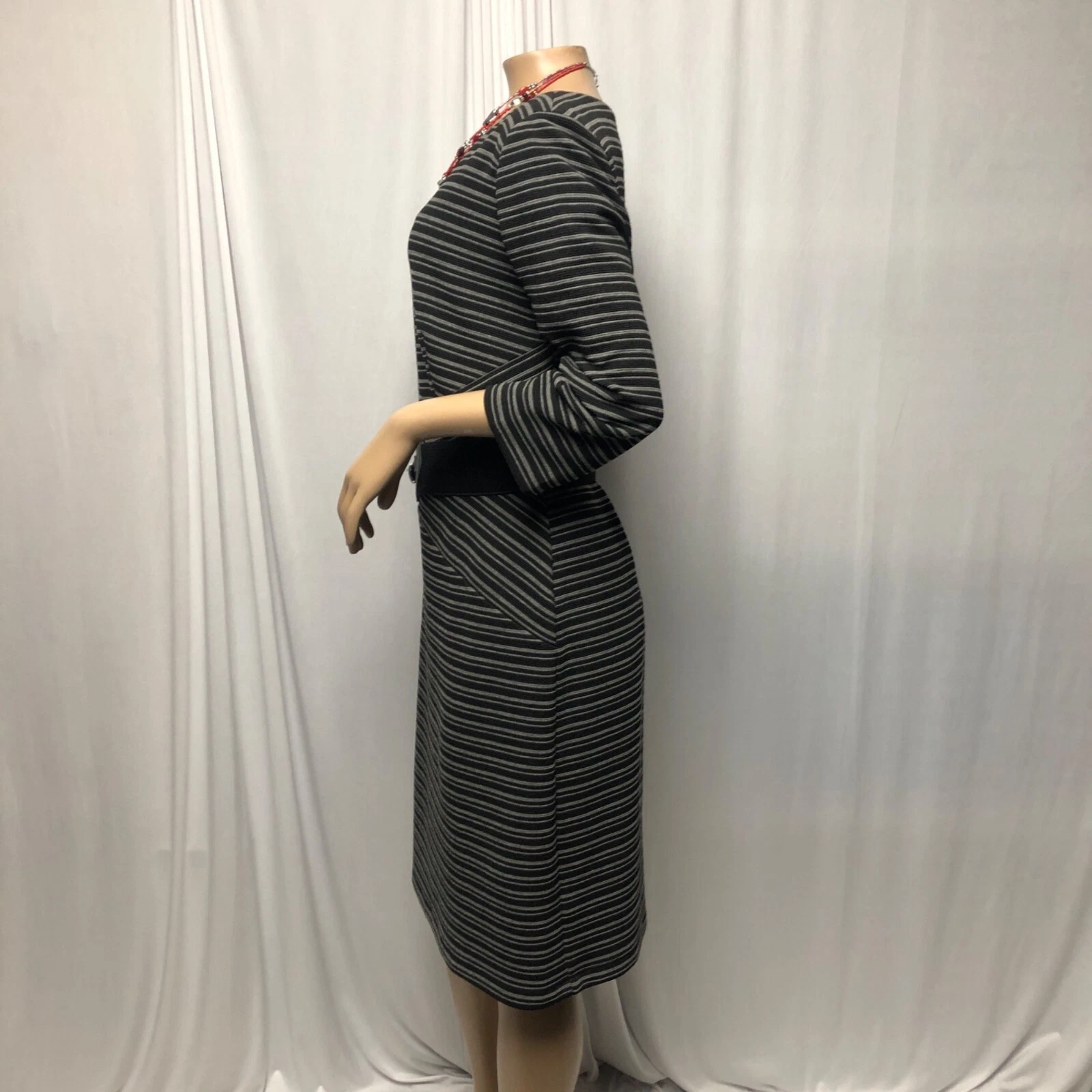 Abito Alyx Limited con cintura donna taglia 14 elasticizzato nero grigio tubino a righe