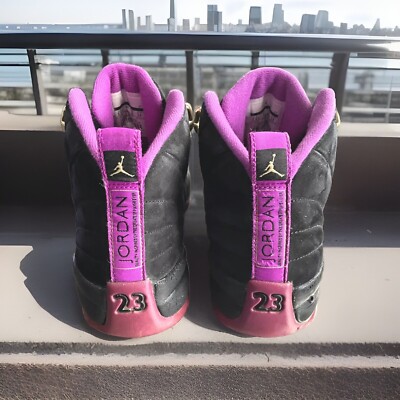 AIR JORDAN 12 XII RETRO GG BLACK-HYPER VIOLET/GOLD KIDS GRADE