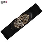 Vintage Nurse Belt for Women - Elasticated Black Belt with Antique Brass Clasp