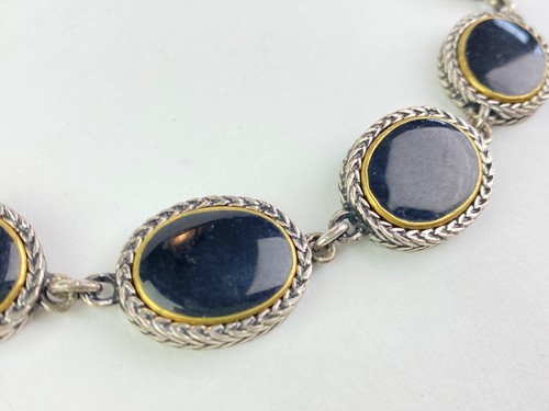 ANNE KLEIN AK Silver Tone Short Necklace Black Oval - Picture 4 of 10