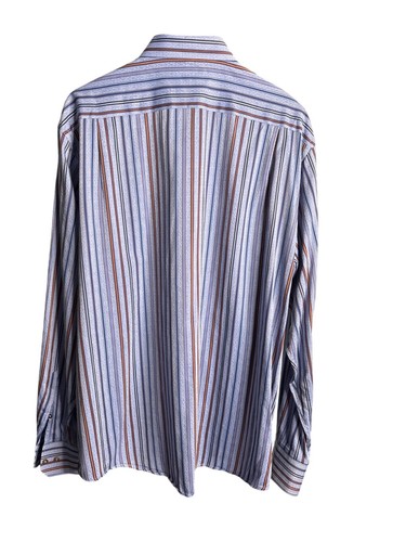 Visconti Men's Two-Ply Mercerized Cotton Blue Stripe Dress Shirt Size XL - Picture 2 of 13