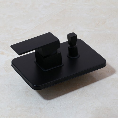 Bathroom Black Waterfall Wall-Mount Tub Filler Mixer Faucet +Handshower Spray - Picture 7 of 9