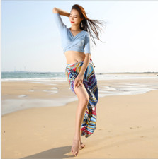 Blouse Mix Pattern Wrap Skirt Long Skirt 2pcs set Belly Dance Costumes Dancewear