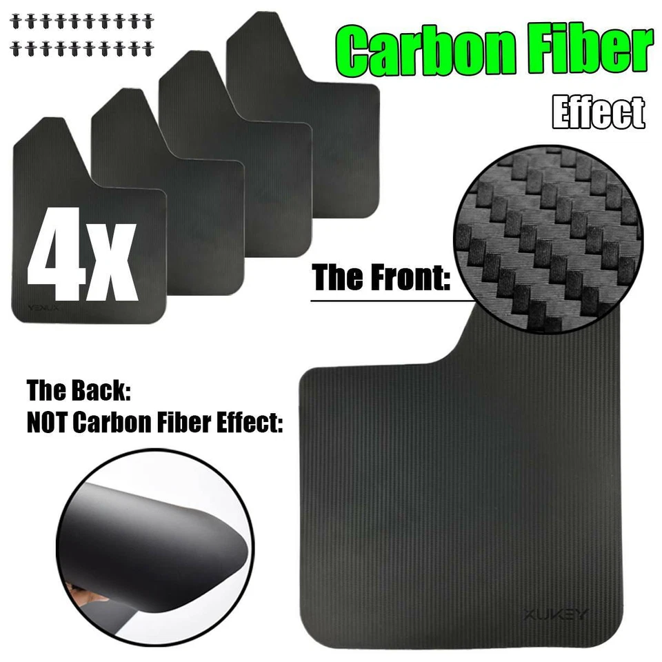 4PCS Carbon Fiber Front&Rear Universal Splash Guards Mud Flaps Truck Car Pickup - Imagem 2 de 4