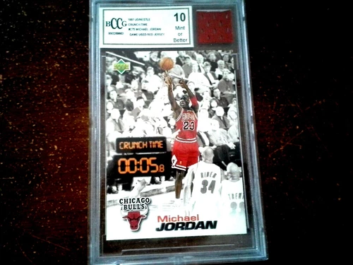MICHAEL JORDAN 1997 UD (A LEGACY) BULLS *CRUNCH* RED JERSEY GRADED 10.0 
