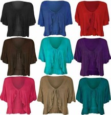 Womens Frill Tie Front Cardigan Top Ladies Plus Size Party Wear Bolero Fancy Top
