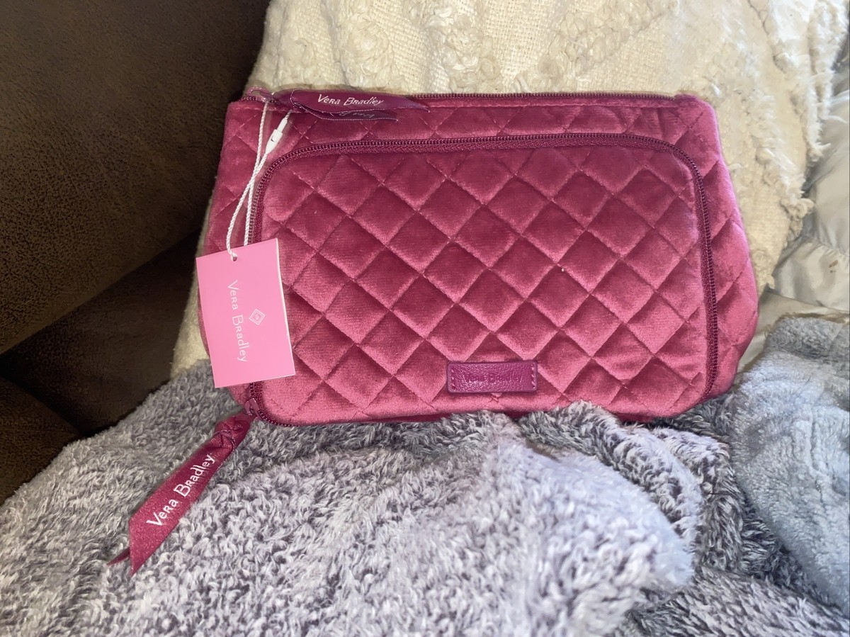 Vera Bradley Majestic Pink Compact Makeup Organizer Quilted Velvet