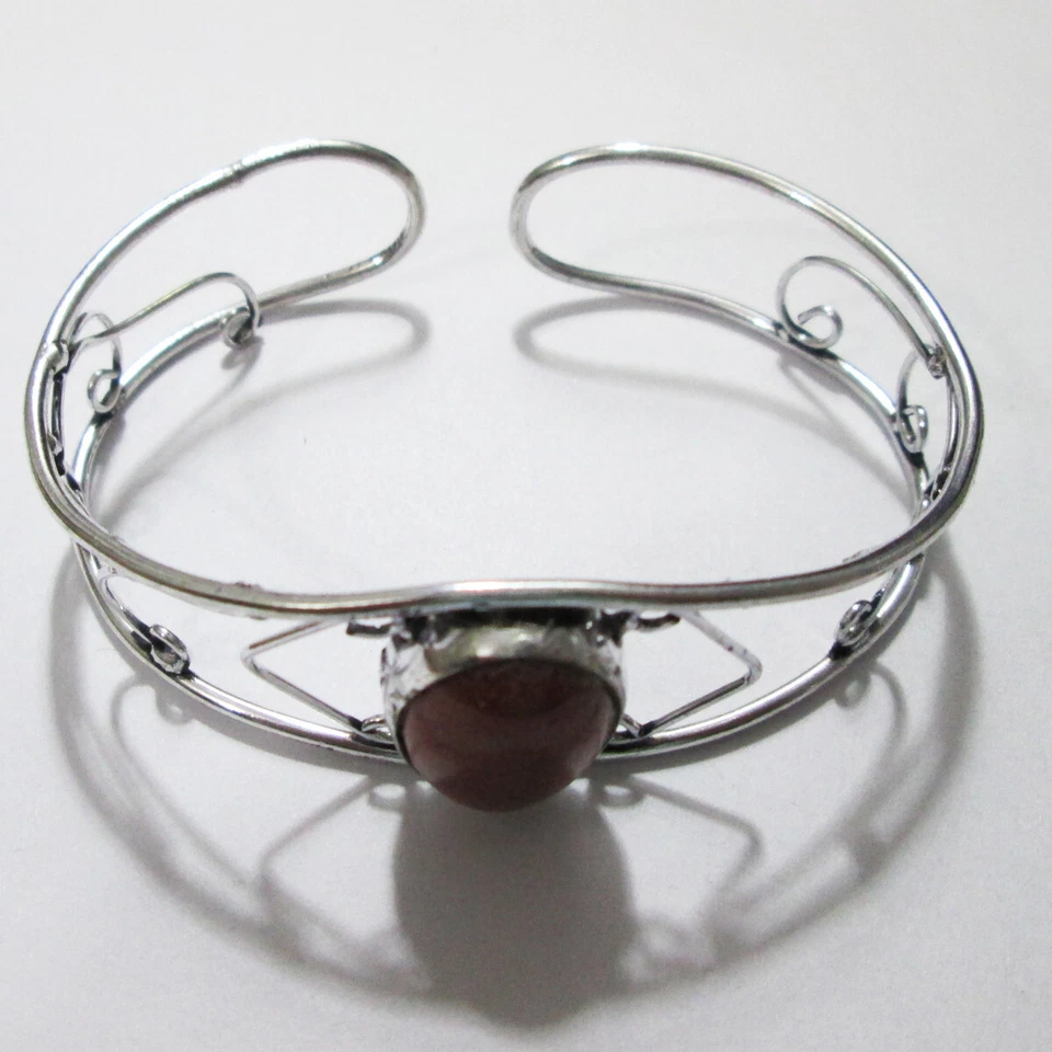 Brazalete chapado en plata hecho a mano joyas de piedras preciosas de plata Foto 4 de 4