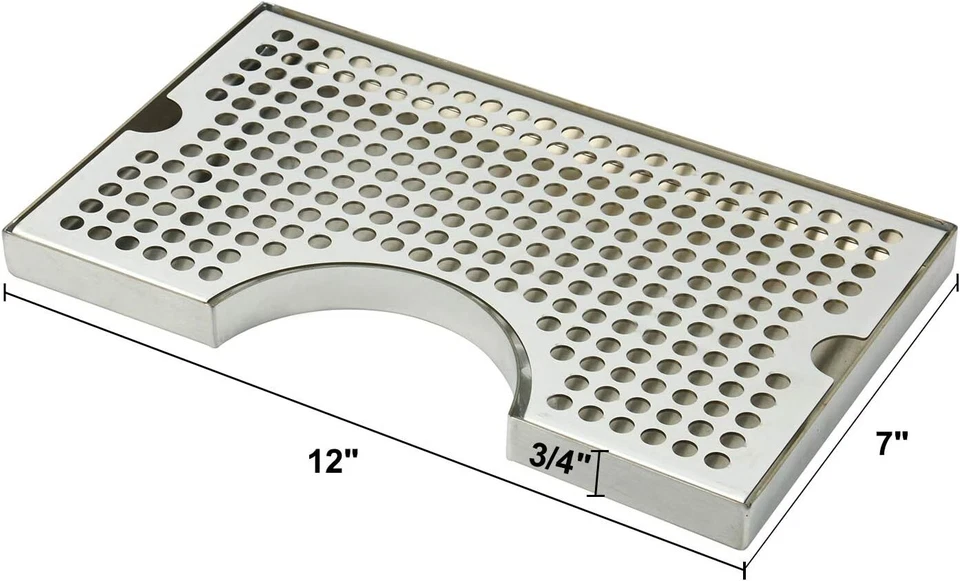Drip Tray 12" x 7" Draft Beer Kegerator Keg No Drain Beverage Stainless Steel - Image 2 of 4