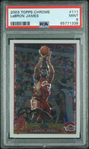 2003 Topps Chrome Basketball #111 Lebron James PSA 9 graded Rookie card Lakers