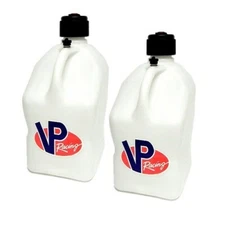 VP Racing 2 Pack White 5 Gallon Square Race Gas Alcohol Can Fuel Jug NHRA SCCA