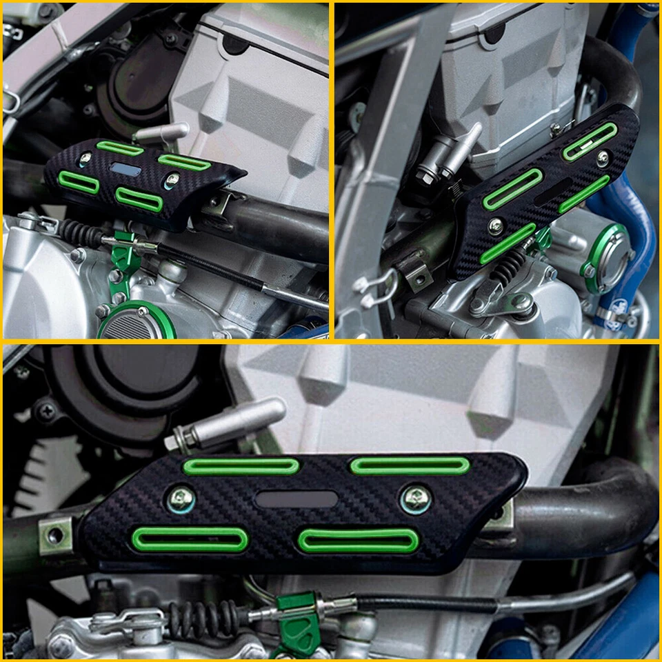 Protector térmico del tubo de escape verde para Suzuki Honda Yamaha KTM Foto 3 de 4